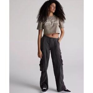 Urban Outfitters BDG Jeans Washed Black Linen Multi-Pocket Cargo Pants X Small